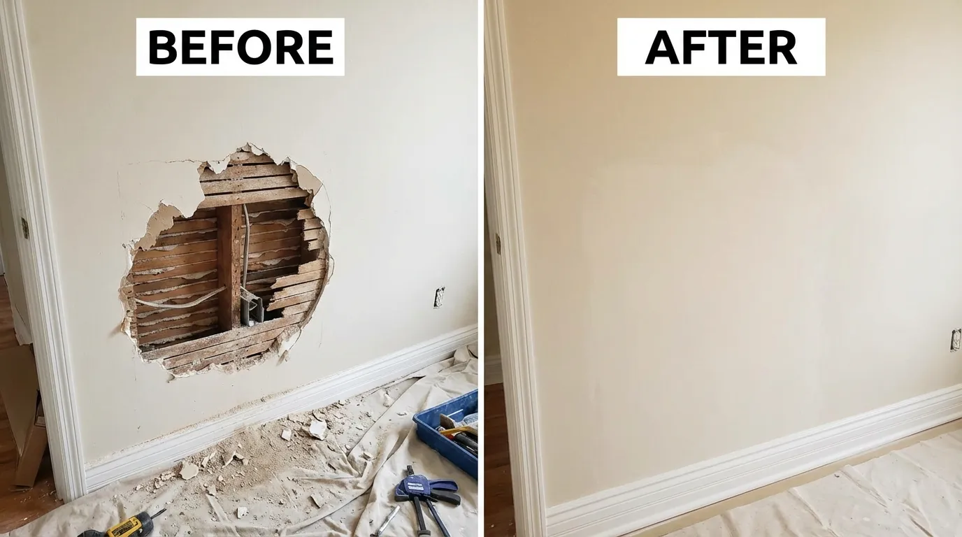 Drywall Repair Before and After Barking