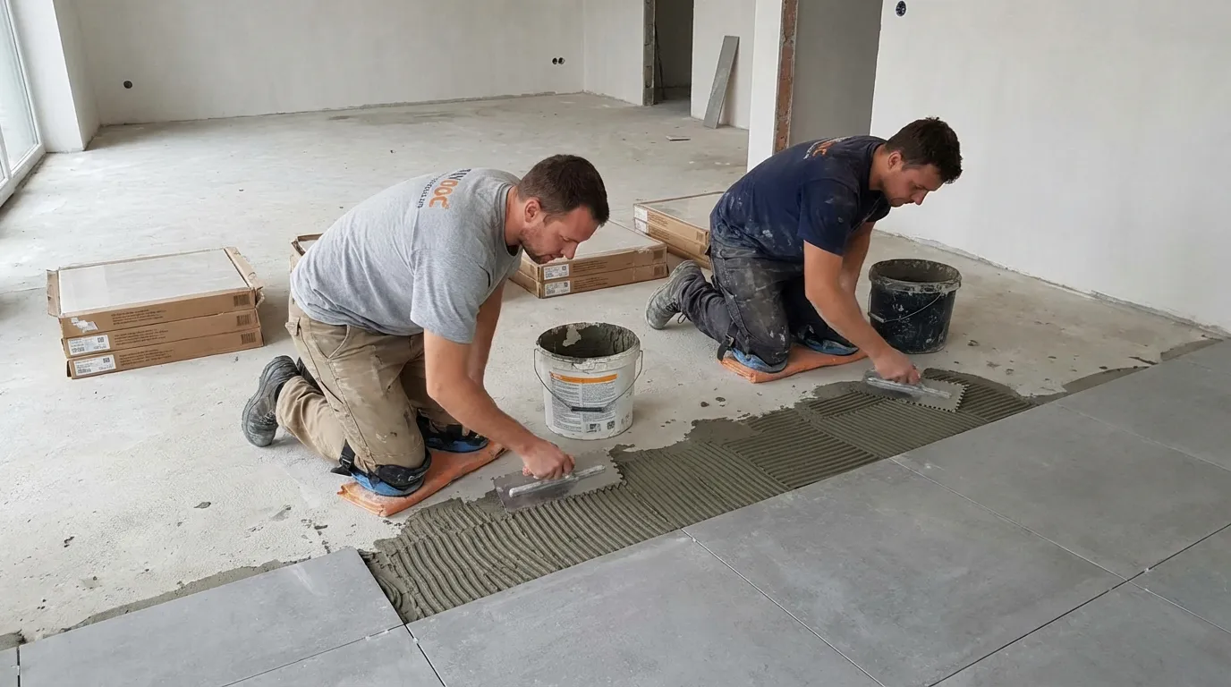 Professional tile adhesive application