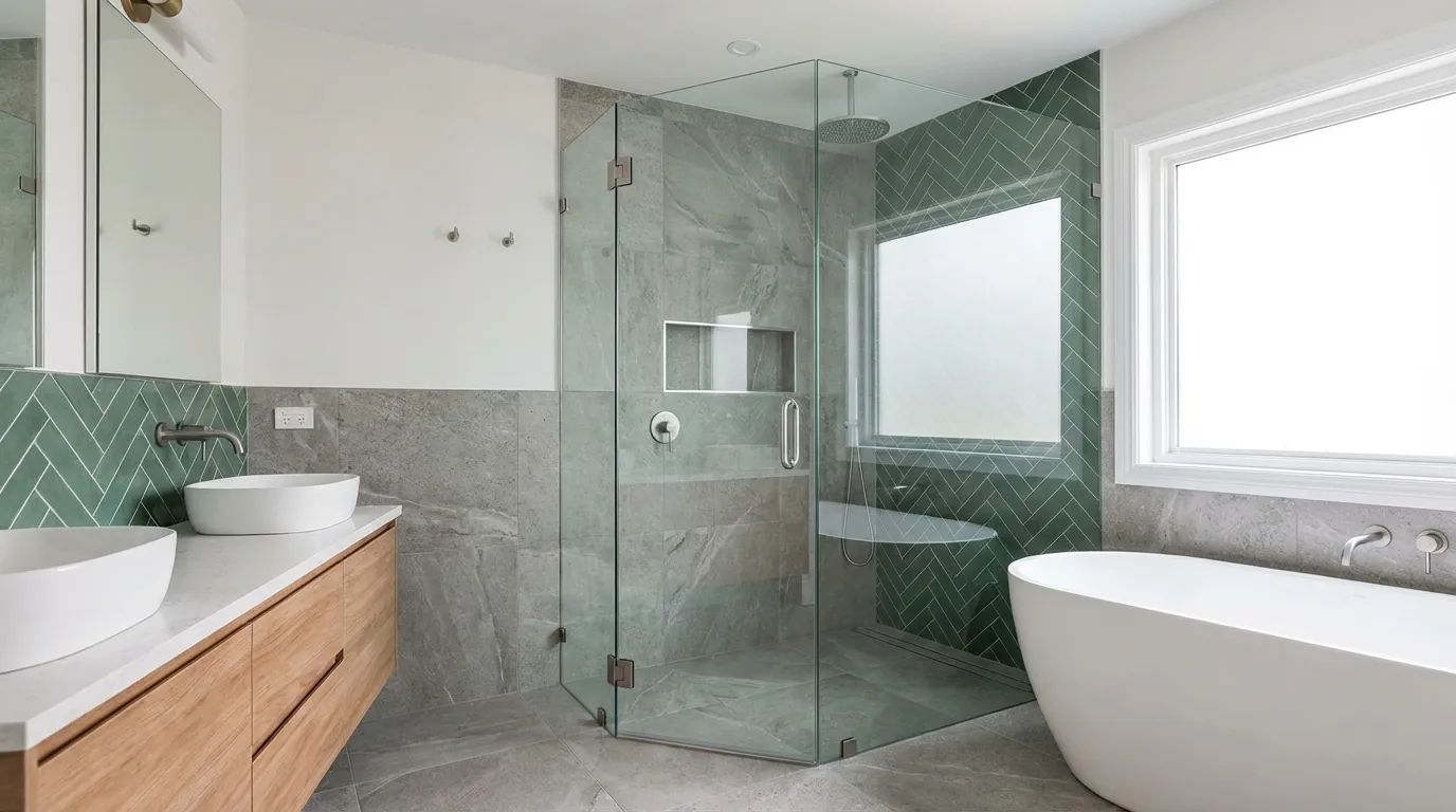 Remodelled bathroom glass shower