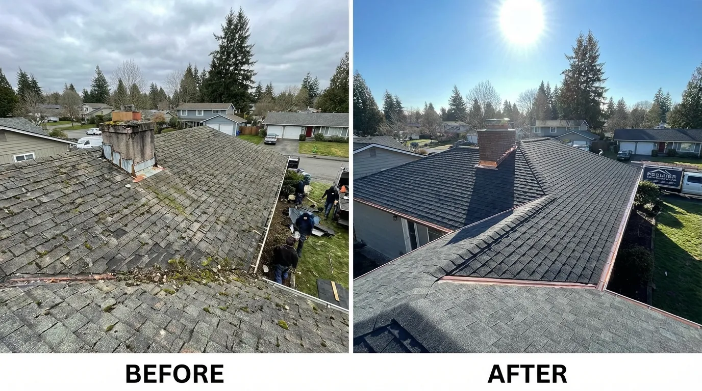Roof Installation Before and After